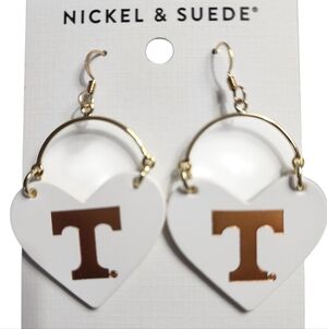Nickel and Suede Tennessee Heart Earrings